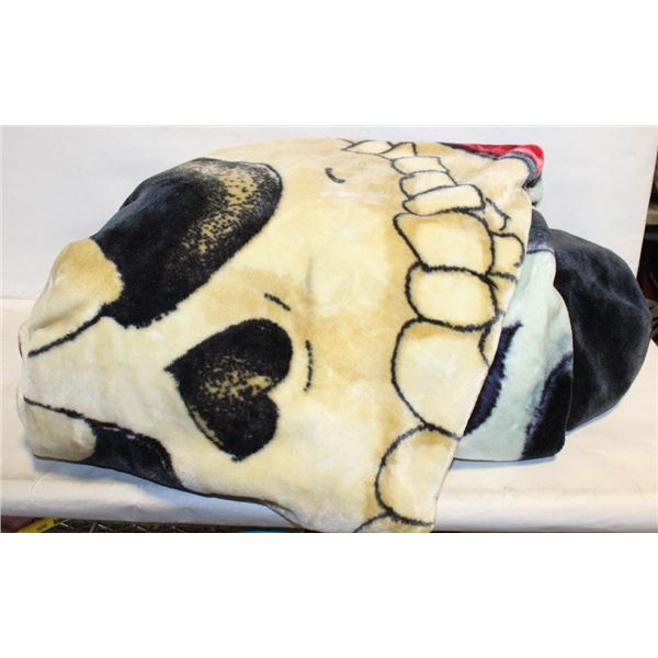 QUEEN SIZE VELOUR SKULL THEME BLANKET