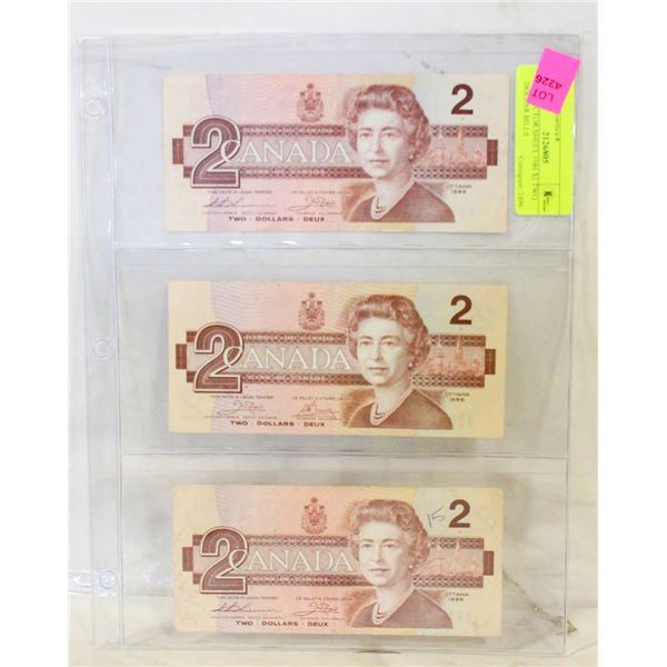 COLLECTOR SHEET 1986 $2 TWO DOLLAR BILLS