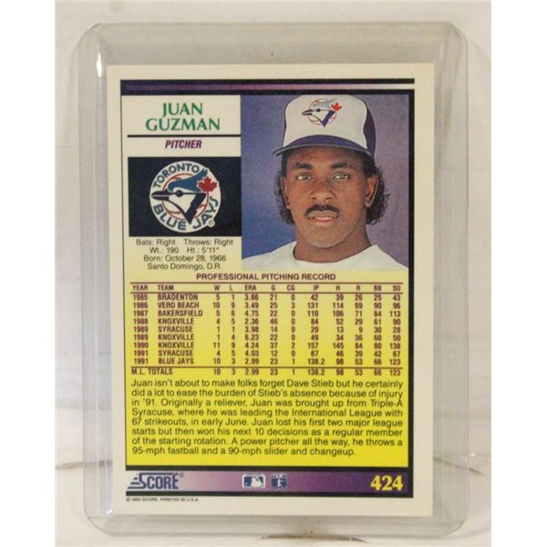 JUAN GUZMAN ROOKIE CARD TORONTO BLUE JAYS