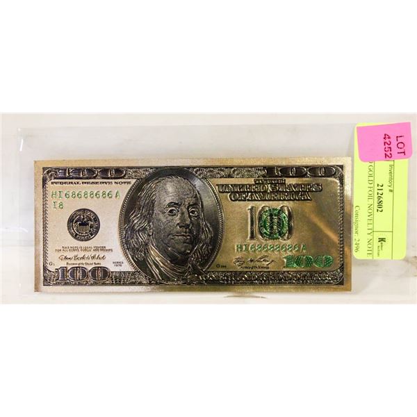 US $100 GOLD FOIL NOVELTY NOTE 1976