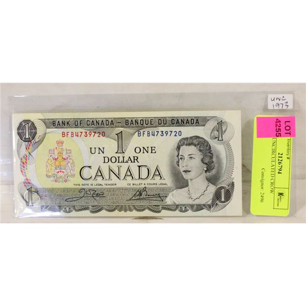 1973 $1 UNCIRCULATED CROW BOUEY