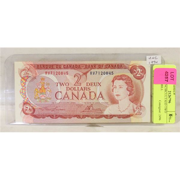 1974 $2 UNCIRCULTAED TWO DOLLAR BILL