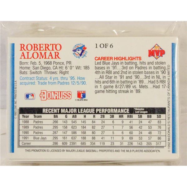 1-6,1-27 COMPLETE MCD 1993 BLUE JAYS & FANTASY