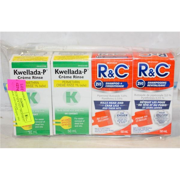 4 BOXES OF NEW LICE TREATMENT CHAMPOO AND CREAM