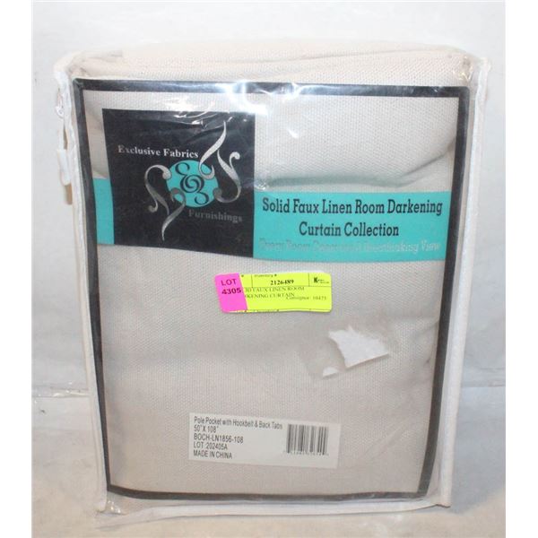 SOLID FAUX LINEN ROOM DARKENING CURTAIN