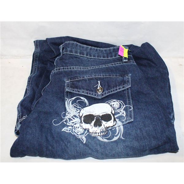 LADIES 9 HOT TOPIC FLARED OUT SKULL THEME JEANS
