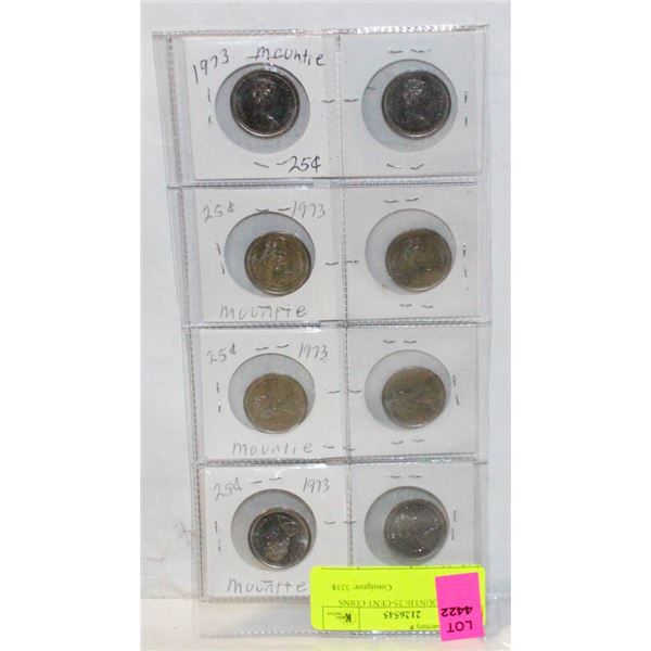 8X1973 MOUNTIE 25-CENT COINS