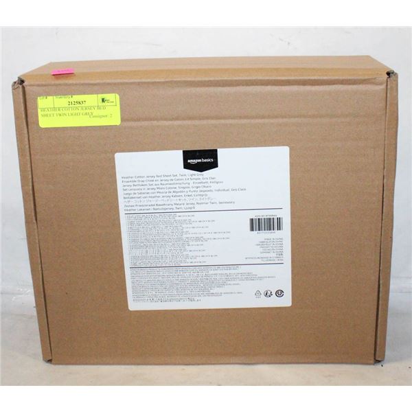 HEATHER COTTON JERSEY BED SHEET TWIN LIGHT GREY