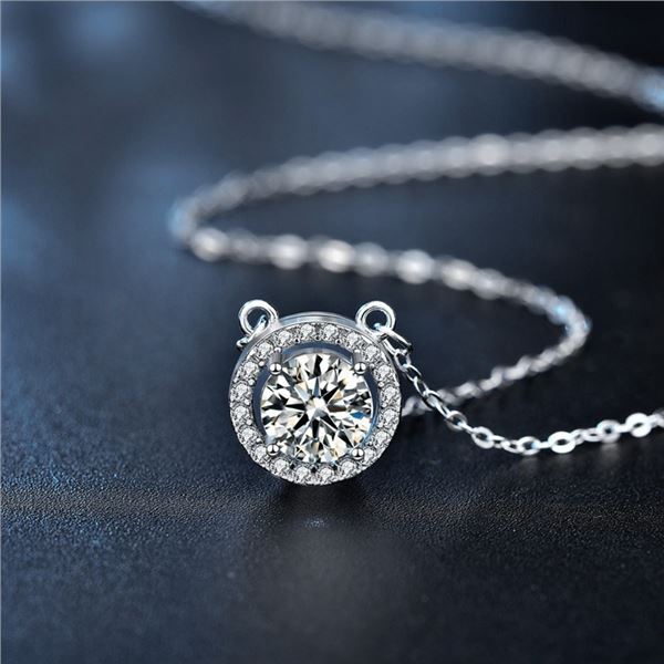 1CT GRA CERTIFIED ROUND BRILLIANT 925S NECKLACE
