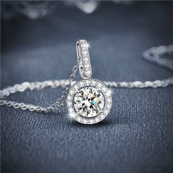 1CT GRA CERTIFIED ROUND BRILLIANT 925S NECKLACE