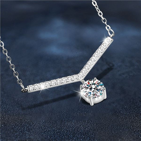 1CT GRA CERTIFIED ROUND BRILLIANT 925S NECKLACE