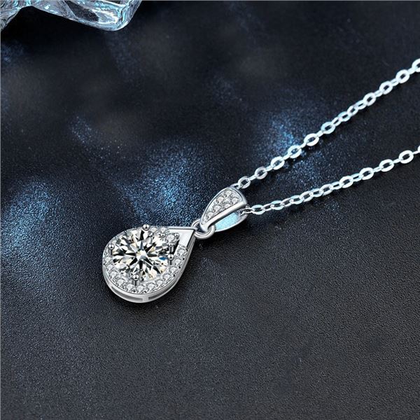 1CT GRA CERTIFIED ROUND BRILLIANT 925S NECKLACE