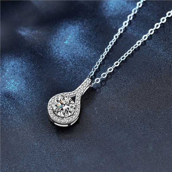 1CT GRA CERTIFIED ROUND BRILLIANT 925S NECKLACE