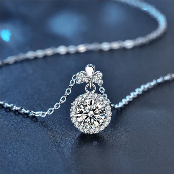 1CT GRA CERTIFIED ROUND BRILLIANT 925S NECKLACE