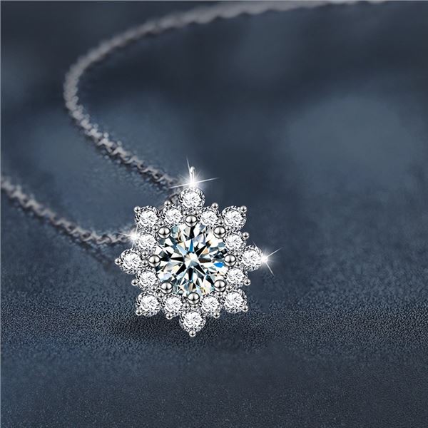 1CT GRA CERTIFIED ROUND BRILLIANT 925S NECKLACE