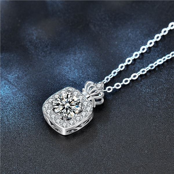 1CT GRA CERTIFIED ROUND BRILLIANT 925S NECKLACE