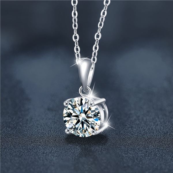 2CT GRA CERTIFIED ROUND BRILLIANT 925S NECKLACE