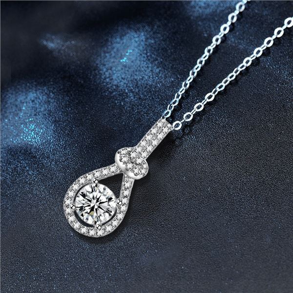 1CT GRA CERTIFIED ROUND BRILLIANT 925S NECKLACE