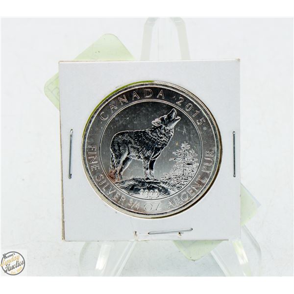 2015 ¾ OZ CANADA ‘GREY WOLF’ SILVER ROUND