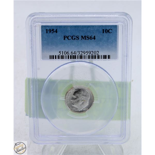 1954 USA 10 CENT GRADED PCGS MS64
