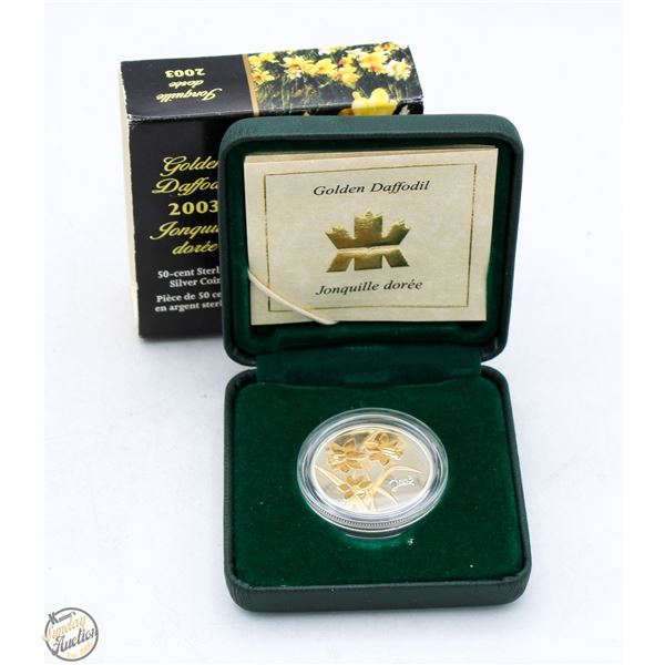 2003 CANADA GOLDEN DAFFODIL SILVER 50 CENT COIN