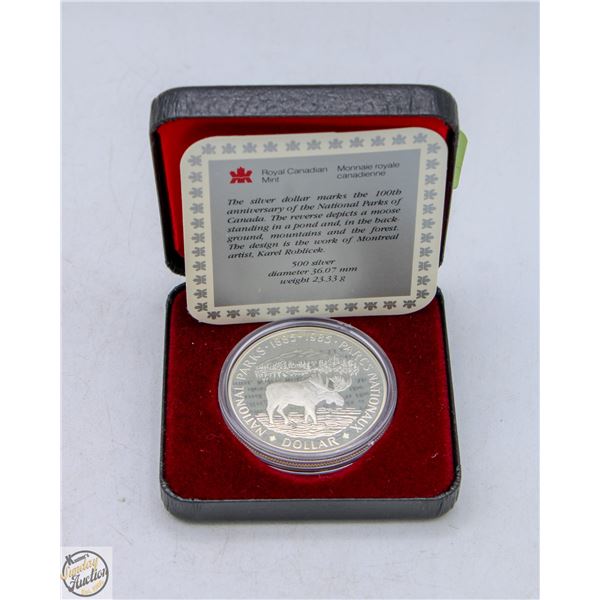 1985 CANADA NATIONAL PARKS SILVER DOLLAR COIN
