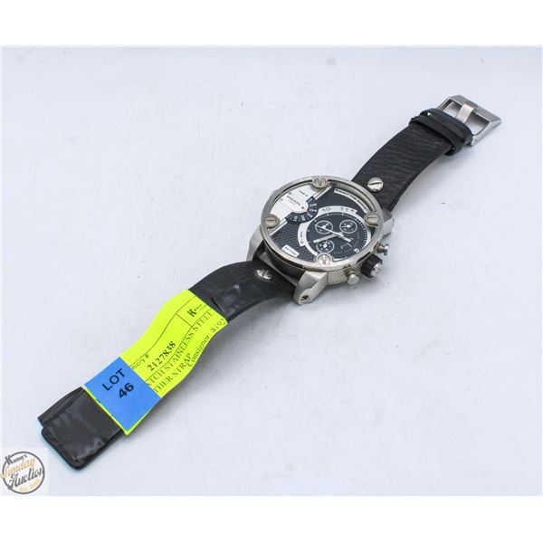 DIESEL WATCH STAINLESS STEEL WITH LEATHER STRAP