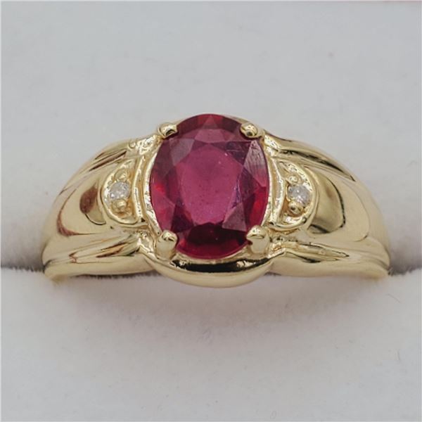 10KT YELLOW GOLD NATURAL ENHANCED RUBY (1.25CT)
