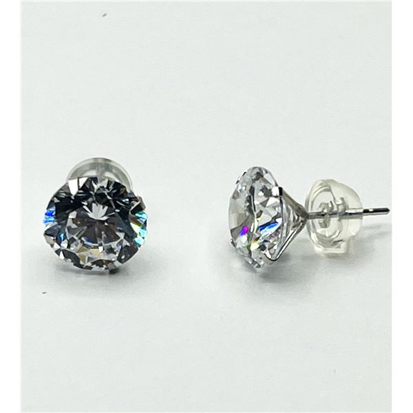 10KT WHITE GOLD CZ (7.70CT) STUD EARRINGS