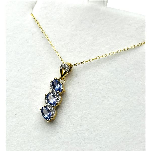 GOLD PLATED STERLING SILVER NATURAL TANZANITE