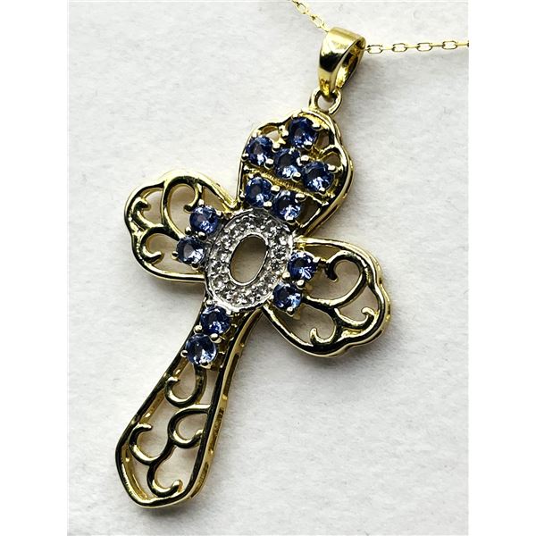 GOLD PLATED STERLING SILVER NATURAL TANZANITE