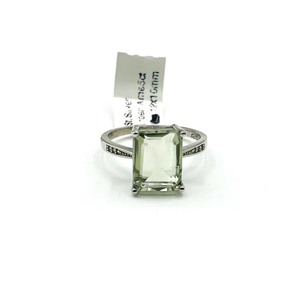 STERLING SILVER NATURAL GREENED AMETHYST (3.40CT)