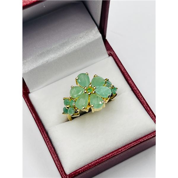 GOLD PLATED STERLING SILVER NATURAL EMERALD