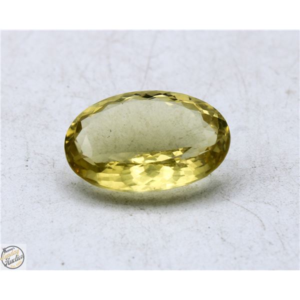 24.63CT OVAL CUT NATURAL LEMON QUARTZ