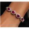 Image 1 : SILVER(8.88G) RUBY (3.6CT) CZ  (0.4CT) BRACELET 7.