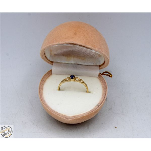 10K YELLOW GOLD  RING 1.1G SIZE 7 SAPPHIRE 0.1CT