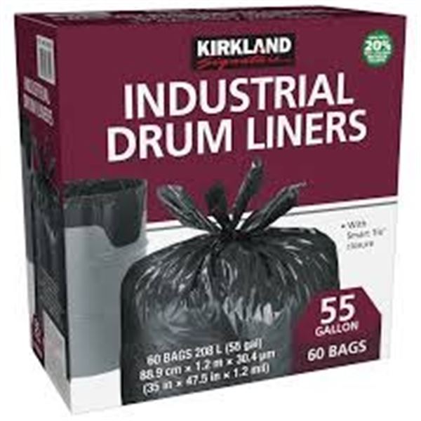 NEW 60 BAGS 208L KIRKLAND INDUSTRIAL DRUM LINERS