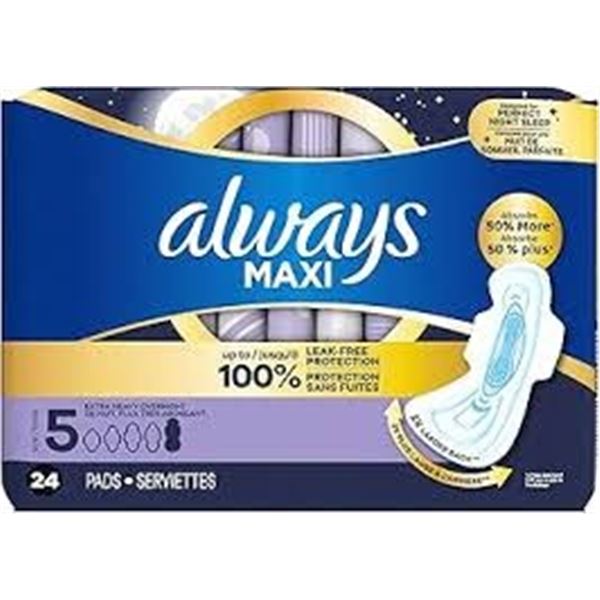 NEW 3 X 24 PADS ALWAYS MAXI EXTRA HEAVY SIZE 5