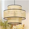 Image 1 : NEW WALMHOMIE 1 LIGHT RATTAN CHANDELIER 3 TIER