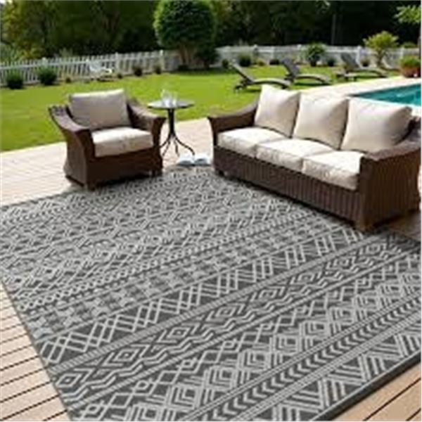 BRAND NEW OUTDOOR RUG GREY BEIGE 8 X 10FT