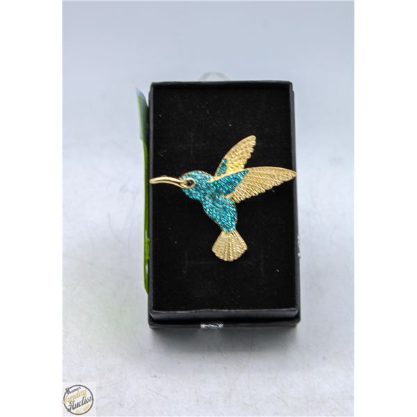 HUMMINGBIRD BROOCH, 1.61”X1.85”