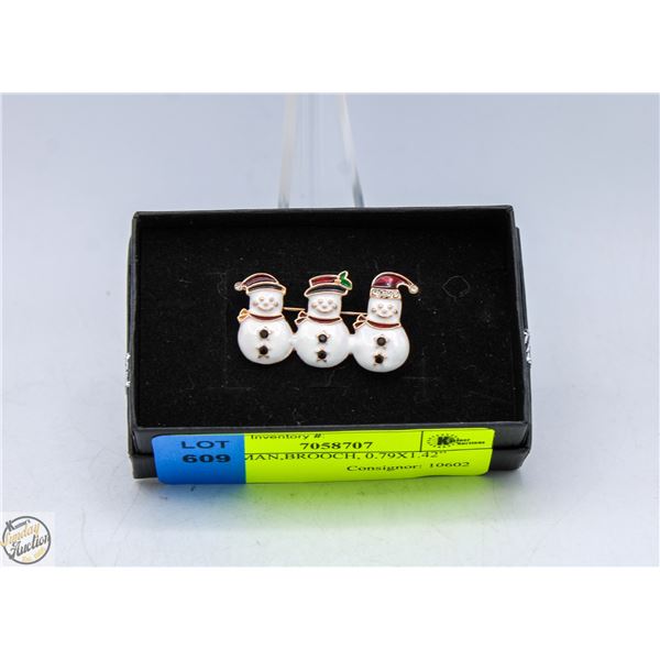 SNOWMAN,BROOCH, 0.79X1.42”