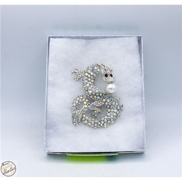XL DRAGON,BROOCH, 3.5”X2.7”