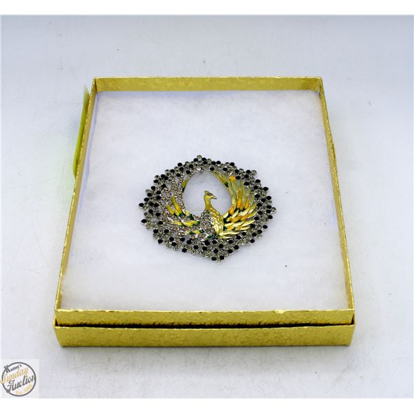 PEACOCK BROOCH 2.91”X2.79”