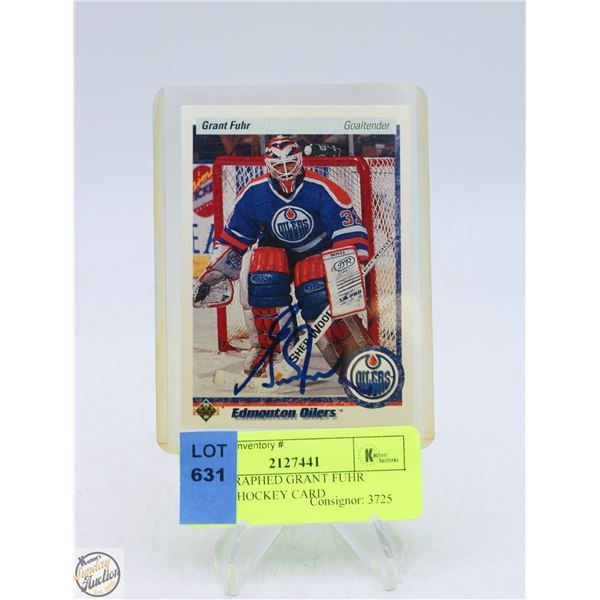 AUTOGRAPHED GRANT FUHR OILERS HOCKEY CARD