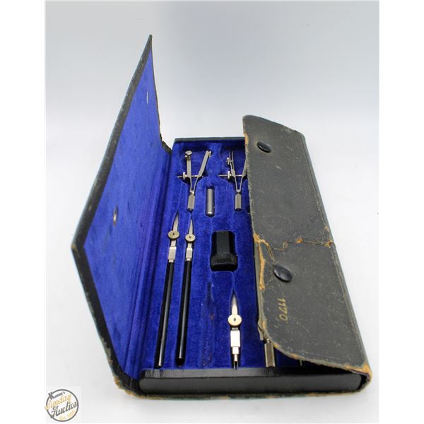 ANTIQUE HUGHES OWENS 1170 DRAFTING SET IN AN