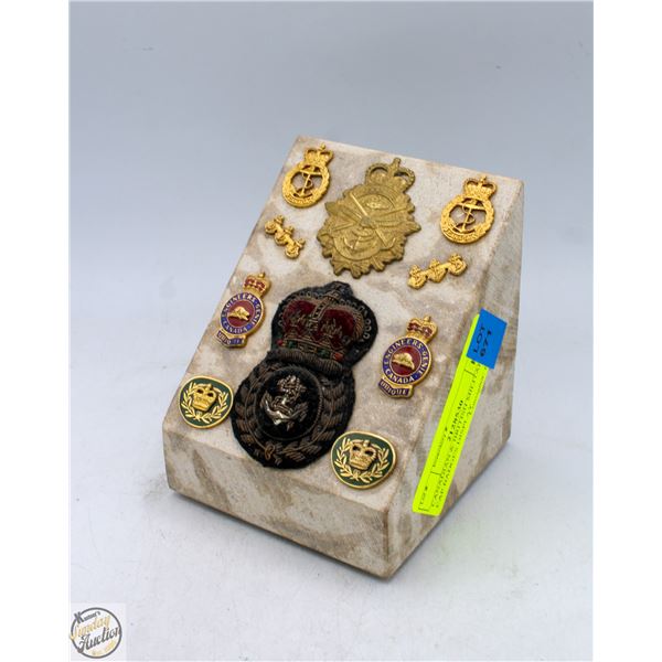 CANADIAN & BRITISH MILITARY CAP BADGES DISPLAY
