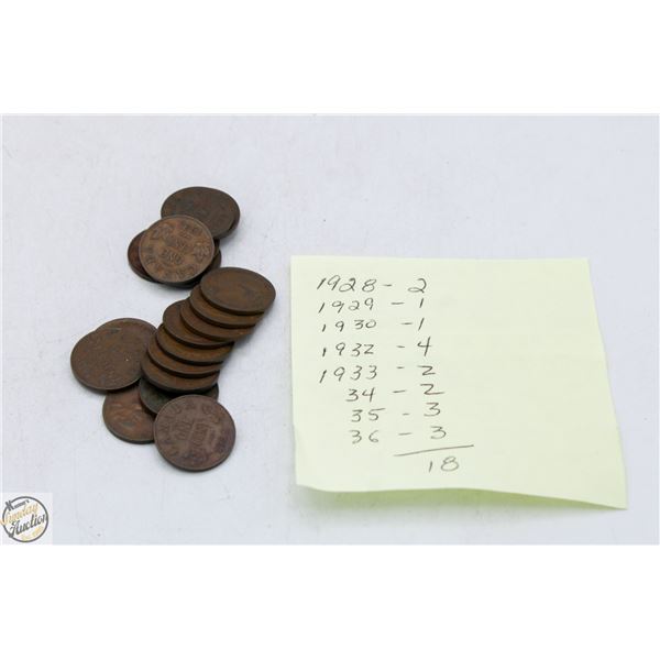 CANADIAN PENNIES FROM 1928 TO 1936 NO 1931