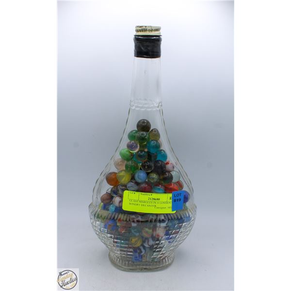 GLASS MARGLES IN A LONDON ON. WINERY DECANTER
