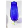 Image 1 : VINTAGE EMPOLI COBALT BLUE VASE- 19"  W/ CLEAR
